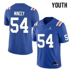 Youth Gerald Mincey Royal Florida #54 Throwback College Jersey